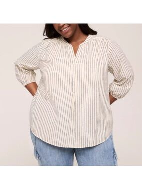 🔥10 for $100🔥 NWT Lane Bryant striped Y-neck Striped Blouse